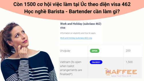 1500 cơ hội việc làm tại Úc theo diện visa 462 Học nghề Barista - Bartender cần nắm bắt