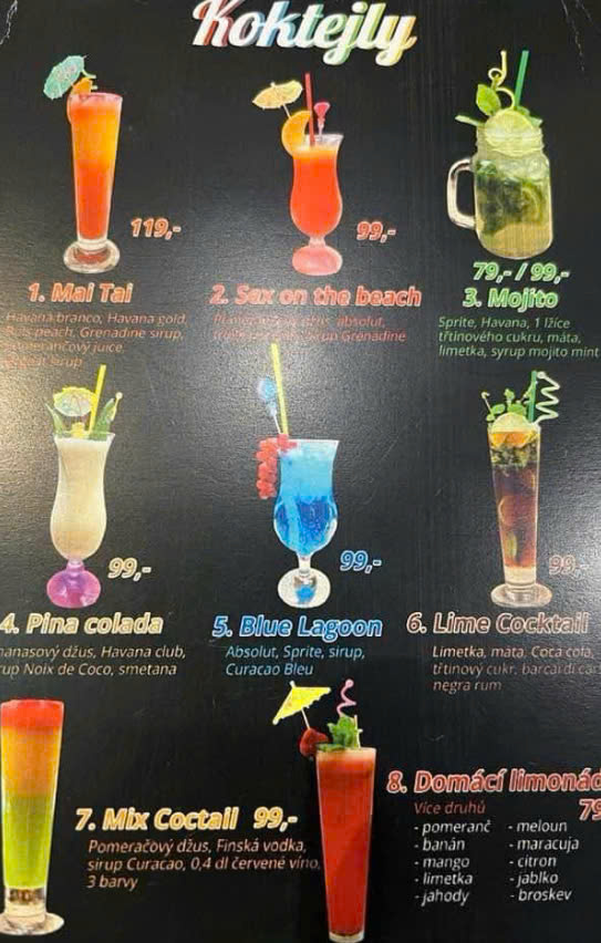 Menu cocktail nhiệt đới rất phù hợp với những người mới bắt đầu theo đuổi nghề bartender chuyên nghiệp