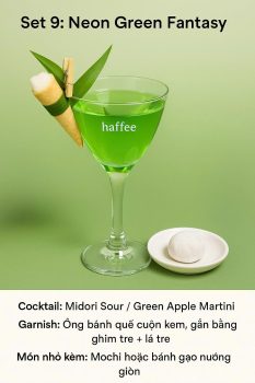 Thiết kế set signature – hoàn thiện cocktail, garnish và món kèm theo concept riêng.