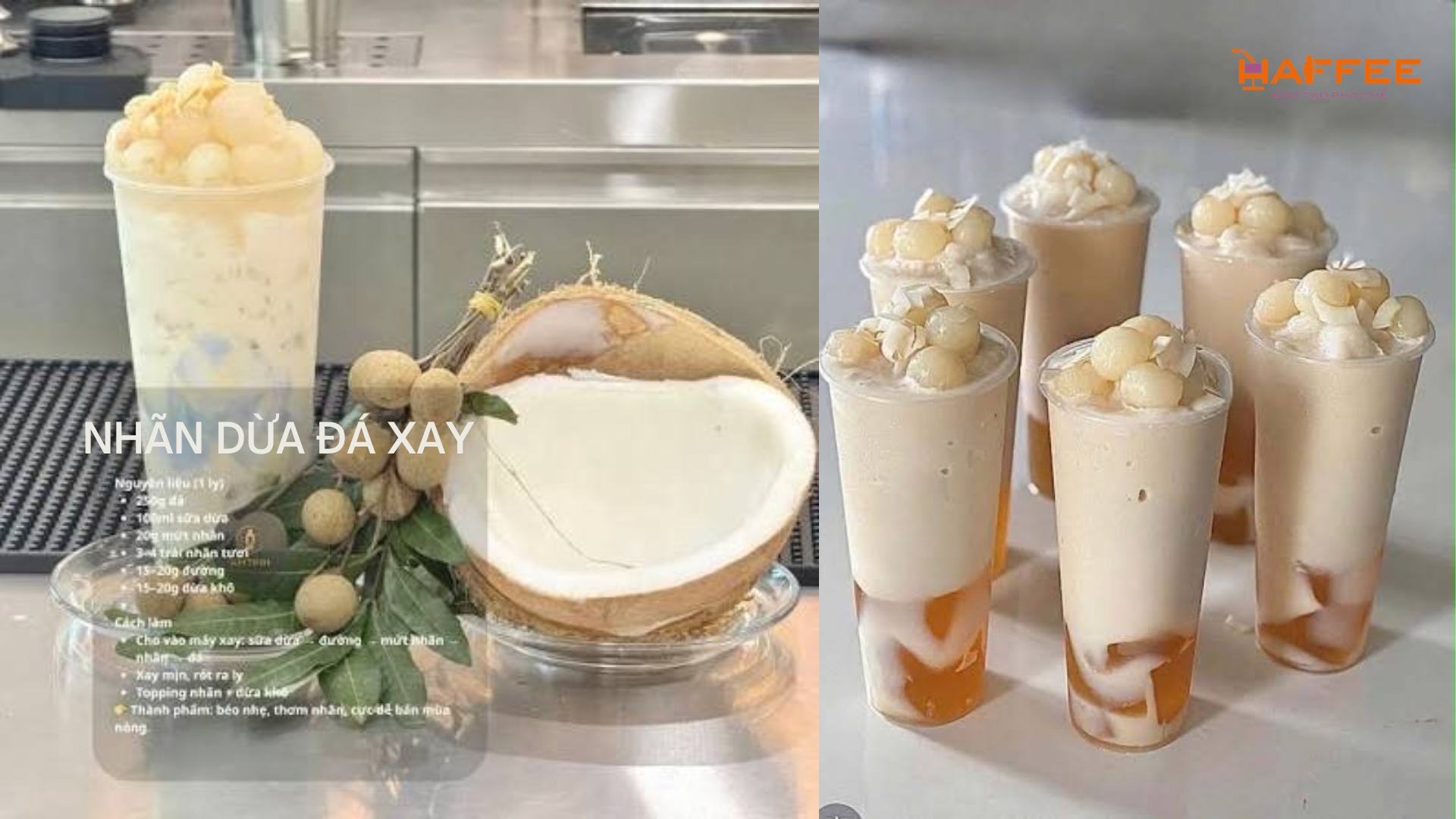 Công thức làm nhãn dừa đá xay ngon, thanh mát