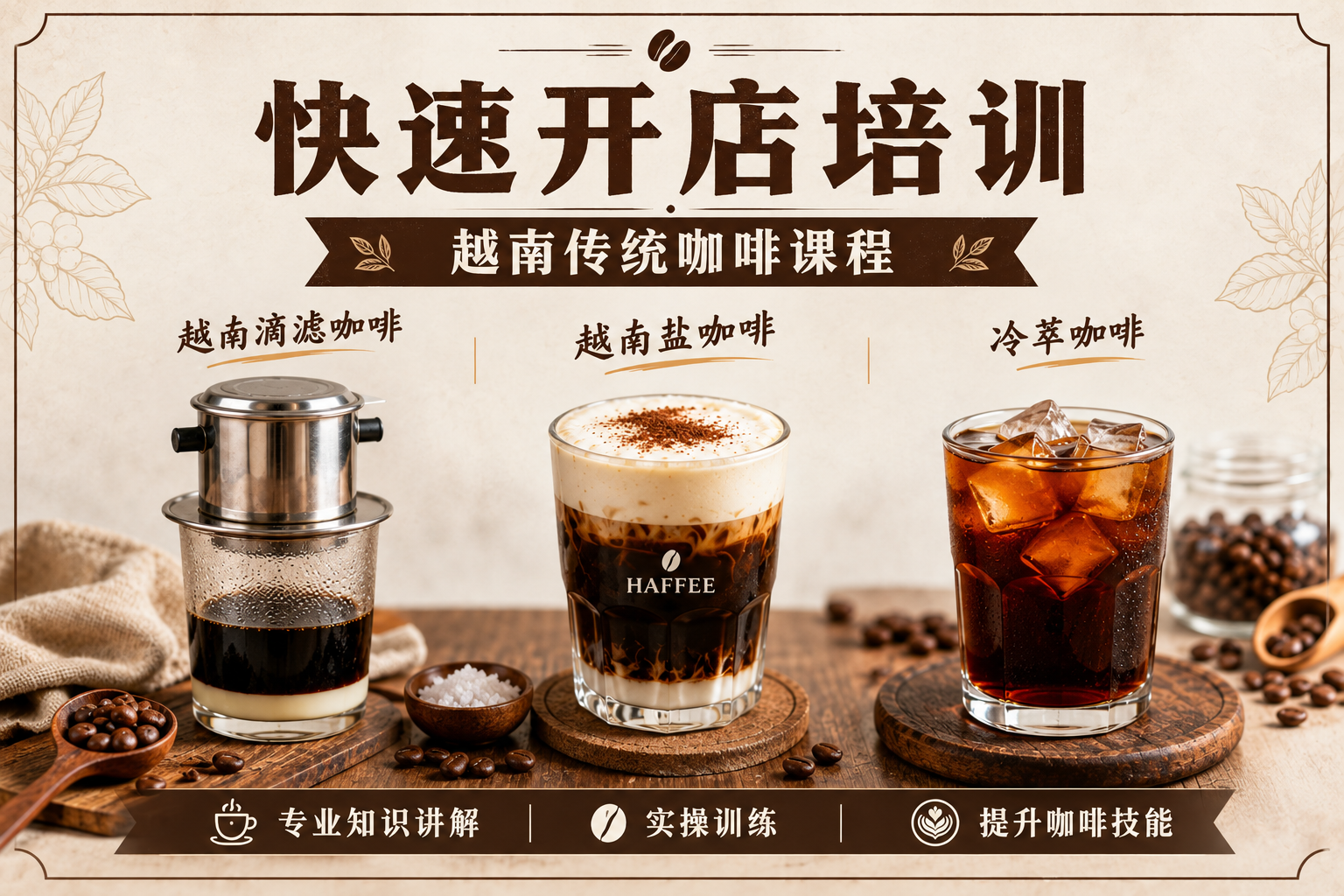 Học viên được tìm hiểu kiến thức nền tảng và phân biệt các dòng cà phê Việt Nam qua các món đặc trưng trong Khóa Học Barista Mở Quán Cà Phê Ở Nước Ngoài