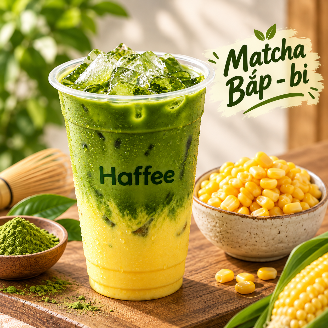 Matcha Bắp Bí Tươi Mát kết hợp matcha cùng bắp và bí, giúp menu đồ uống thêm mới lạ