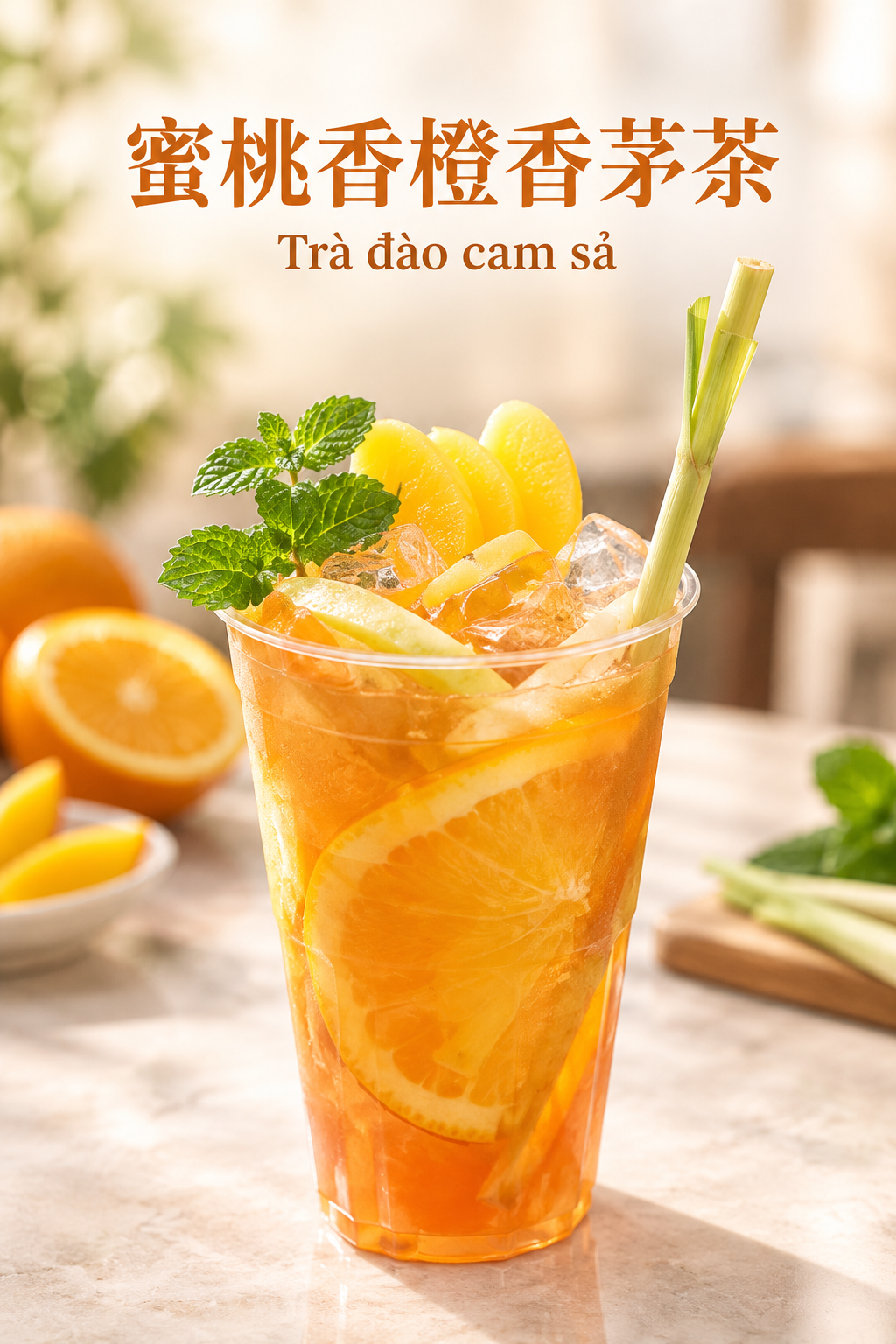 Trà đào cam sả mát lành